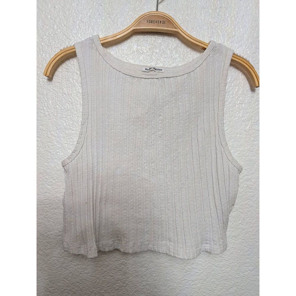 Reformation white crop top tank M L 🇺🇸 made